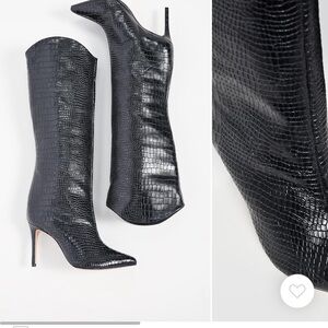SCHUTZ Black Textured Heeled Boots